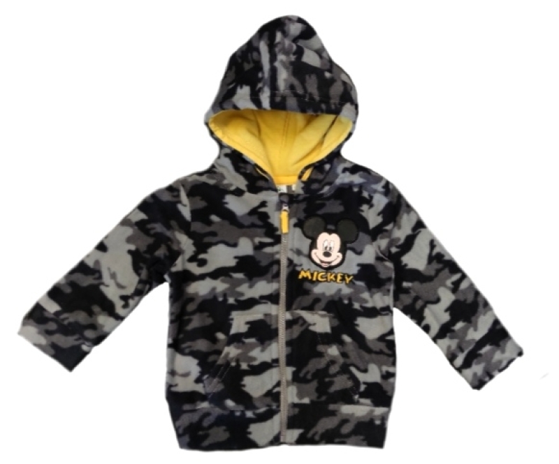 Baby Fleecejacke mit Kapuze für Jungen in grau mit Micky Maus